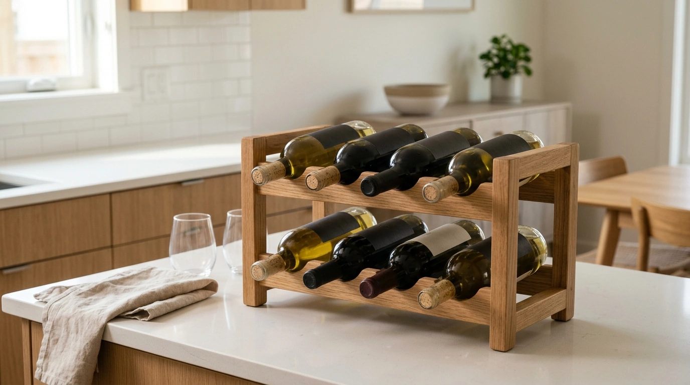 2-Tier Wooden Wine Rack for Easy Countertop Storage
